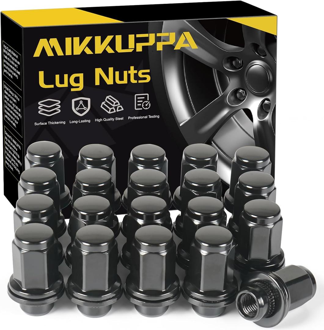 MIKKUPPA 20pcs M12X1.5 Mag Lug Nuts - 1.87" (47mm) Height 13/16" Hex Black Lug Nuts Replacement for 1983-2022 Toyota Camry, 1994-2022 Toyota RAV4, 1995-2023 Toyota 4Runner, 90942-01058 OEM Lug Nut