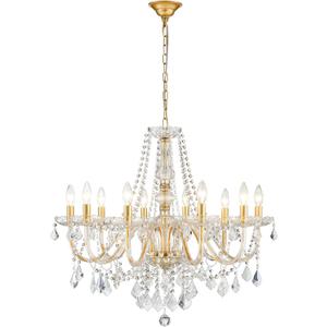 Large Crystal Chandelier, Modern Gold Crystal Chandeliers for Dining Room Light Fixture, 10-Lights Large Gold Pendant Light Fixtures Luxury Chandelier for Living Room Bedroom Foyer Entryway D26.8''