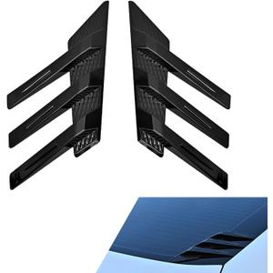 2 PCS Car Rear Windshield Decoration Sticker, 3D Racing Style Rear Window Side Spoiler Splitter Trim, Self-Adhesive Louvers Wing Windshield Decor, Universal for Most Cars (Gloss Black)