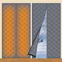 2 Sets Magnetic Thermal Insulated Curtains for Doors Winter Thicken Quilted Oxford Cotton Door Cover Waterproof Window Attic Blanket for Cold Weather(Gray,38" X 83")