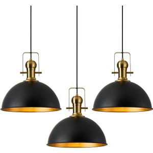 12 Inch Black Farmhouse Pendant Lights Matte Pendant Lights for Kitchen Island Industrial Adjustable Height Vintage Dome Hanging Light Fixtures for Barn Dining Room 3 Packs