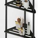 Standing Corner Shower Caddy, 4 Tier Stainless Steel Organizer Stand, Rustproof Shelves for Inside Shower, Black