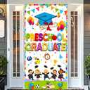 Large 70.8x35.4 Inch Preschool Graduation Banner, Preschool Graduation Decorations, Pre k Graduation Decorations, White Preschool Graduation Door Cover for Class School tineit