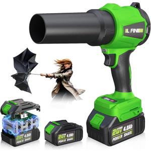 Leaf Blower Cordless - Lightweight Electric Handheld Blower with Battery and Charger, 3 Speed Mode, Blowers for Lawn Care, Patio Cleaning, Dust Cleaner (Dark Green)