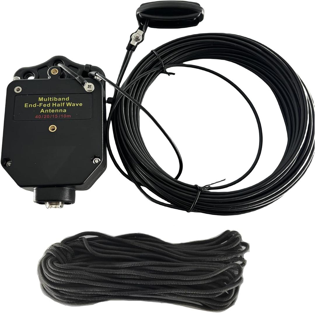 JYR4010-150W End Fed Half Wave Antenna for Ham Radio, 150W Shortwave Radio Antenna, 4 Band 10m 15m 20m 40m Long Wire Antenna, 1:64 Balun No Tuning Great for POTA/SOTA