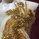 1 Pair of Handmade Rhinestone Appliques,26.5 * 18cm Gold Applique for Dress Wedding,Banquet Evening Gown,Photograph Shot Sewing Rhinestone Patches(Gold)