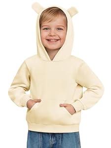 Haloumoning Baby Toddler Kid Boy Hooded Sweatshirts Fleece Hoodies Ear Hoodie Pullover Clothes with Pocket Apricot, Size 3-4 T