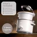 COOK WITH COLOR 2QT Mini Electric Round Slow Cooker - Adjustable Settings, Removable Stoneware Pot, Tempered Glass Lid, Dishwasher Safe, Cool-Touch Side Handles, Cream