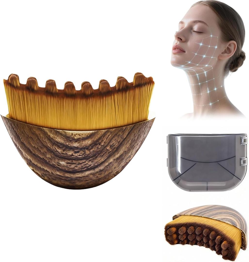 2 x Lymphatic Contour Face Brush Lymphatic Drainage Massager for Face, Chin & Jawline Sculpting, Anti-Puffiness Dry Brushing Tool with Ergonomic Design & Soft Bristles for All Skin Types
