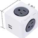 Surge Protector Power Board, 4 - Outlet Extender Multi - Plug Socket with 2 USB Charging Ports, 175 Joules Protection, Suitable for Homes, Offices, ETL - Certified (red)