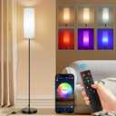 FRIDEKO HOME Floor Lamp, Color Changing Ambient Lighting for Living Room & Gaming Decor, Smart Standing Lamp with App & Remote Control, Tall Corner Lamp for Bedroom, 9W 800LM, Foot Switch, White Shade (White 1_Pack)