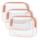 PACKISM Clear Makeup Bag - TSA Approved Toiletry Bag for Travel Size Toiletries, Travel Clear Toiletry Bag Quart Size Bag, Carry on Airport Airline Compliant Bag, Rose Pink(for age 12 or above)