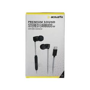 Acoustix Premium Sound Stereo Earbuds With Lightning USB C Connector
