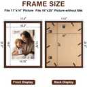 FinalFind 16x20 Picture Frame with Mat for 11x14 Set of 3, Drak Brown Wood Grain 16x20 Frames for Horizontal & Vertical Wall Mounting (3 Pack,Walnut)
