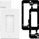 Iwillink Brush Wall Plate with Low Voltage Mounting Bracket 2-Pack, Cable Pass Through Insert for Wires, Single Gang Cable Access Strap, Wall Socket for HDTV, Home Theater Systems (white)