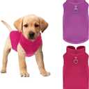 2 Pcs Dog Fleece Vest Sweater Winter Warm Dog Sleeveless Jacket Soft Pullover Fleece Cold Weather Coat Hoodie with D-Ring Leash for Small Medium Dogs Unisex (Purple,Pink, Medium)