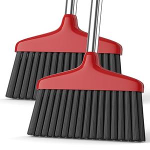 Handy Broom, Indoor/Outdoor Brooms, Duty Kitchen Broom, for Home Garage Kitchen Office Courtyard Lobby Patio Lawn Concrete (2, Red)