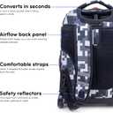 J World Sunrise Kids Rolling Backpack for Girls Boys. Roller Bookbag With Wheels For School, Camo