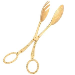 Alisveristime Premium Zamac Tongs | Ornate Design | Multi-Use Kitchen Serving Utensil – 8.4 inches (21.5 cm) (Gold)