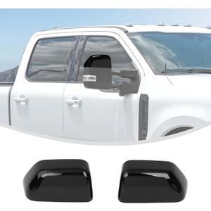 Linskip Driver and Passenger Side Mirror Covers for Ford F250 F350 F450 F550 2017-2026+, Top Half Tow Mirror Bezel Caps for Super Duty (Top, Black, Overlay, Black)