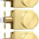 Goldenwarm Gold Closet Door Knobs Interior, Bruhsed Gold Passage Door Knobs, Heavy Duty Zinc Alloy Brushed Brass Interior Door Knob for Closet Hall 3 Pack