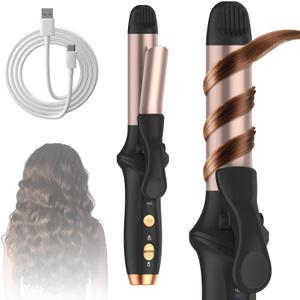 Cordless Curling Iron Hair Curler: Mini USB Rechargeable 4000 mAh Curling Wand for Long Hair, Dual Voltage