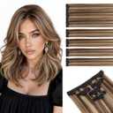 Short Clip in Hair Extensions Real Remy Human Hair,S-noilite Short Hair Extensions Clip ins,Mini Clip in Extensions for Add Volume and Highlights,5 Pieces 38g 12 inch Medium Brown Mixed Dark Blonde