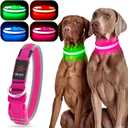 YFbrite Light up Dog Collar, USB Rechargeable LED Puppy Collar Super Bright Adjustable Glowing Dog Lights for Night Walking (Pink, Medium)