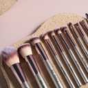 Travel Makeup Brush Set BS-MALL 14 Pcs with 1 Pcs Makeup Sponge Essential Foundation Powder Concealers, Eye Shadows, Blush Makeup Brushes with Travel Makeup Case (Champagne)