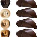 Cowboy Hat Holder Rack for Wall, 4 Pack Hat Hooks with Non-Damage Brim Design, Rustic Wood Hats Hanger on Wall to Keep Original Shape of Hats, for Home, Closet, Entryway, Cabin, Western Room Decor