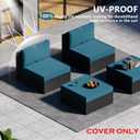 9 Piece Outdoor Patio Waterproof Cushion Covers, Fits 4-Seat Wicker Rattan Sectional Couch Chair Furniture Cover Replacement Set - Fade-Resistant Patio Cushion Covers with Zipper