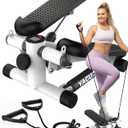 Steppers for Exercise at Home, Mini Stair Stepper with Resistance Bands, Portable Under Desk Stepper Workout Step Machine 300 lbs Weight Capacity
