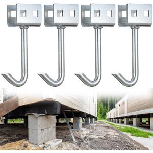Frienda 4 Pcs Mobile Home Anchors Wet Concrete J Hook Anchors for Use with Tie Down Straps Heavy Duty Concrete Anchor for Securing Mobile Home Foundation