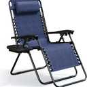 Nestl Zero Gravity Chairs, Portable Patio Lounge Chair Outdoor with Pillows & Cup Holder Trays, Adjustable Steel Mesh Reclining Camping Chair, Folding Patio Lawn Chair for Deck, Beach, Yard - Blue