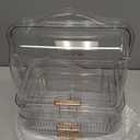 LINFIDITE Cosmetics Storage Box Transparent Lid Large Makeup Organizer Box Drawers Portable Handle Waterproof Dustproof Skincare Display Cases for Countertop, Bathroom, Dresser,Gift Clear 