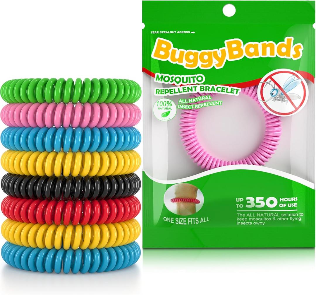 BuggyBands 11 Pack Mosquito Repellent Bracelets, Individually Wrapped, DEET Free, Natural and Waterproof Band