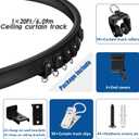 TOKPLNU Ceiling Curtain Track Curved Curtain Rail Wall Mount Flexible Bendable Curtain Track 20 Ft Black Sliding Track System Set for Bay Window, Room Divider