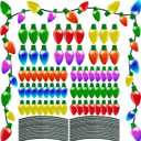 190PCS Christmas Car Refrigerator Decorations - 90 Reflective Bulb Light Shaped Magnets 100 Magnetic Wires Ornaments Set Xmas Holiday Cute Decor