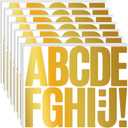 42 Sheets Large Letter Stickers Alphabet Numbers Bulletin Board Letters,Self Adhesive Waterproof Vinyl Stick On Letter Stickers for Poster Board Mailbox Classroom Business Decor(Gold, 3 Inch)