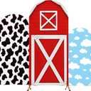 Cartoon Arch Backdrop Cover Set of 3 House Arch Covers Spandex Stretch Cow Backdrop Stand 4ft, 5ft, 6ft for Wedding Birthday Banquet Ceremony Decoration(Red,Classic)