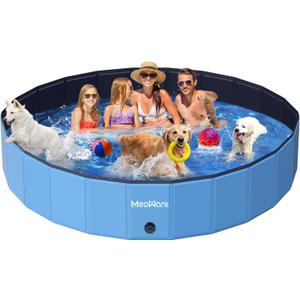 Meowant Extra Large Dog Pool Foldable 97'', Hard Plastic Dog Swimming Pool Kiddie Pool, Collapsible Dog Pet Bath Pool, Portable Deep Dog Pools for Large Dogs (5XL-97''  16'')