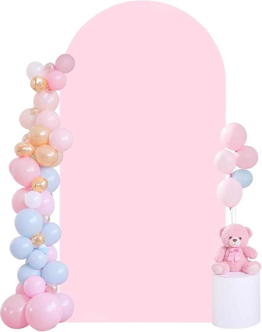 6.6FT Baby Pink Arch Cover,Spandex Fitted Wedding Arch Stand Covers Round Top Chiara Backdrop Cover for Birthday Party Ceremony Banquet Decoration (6.6 FT, Baby Pink)