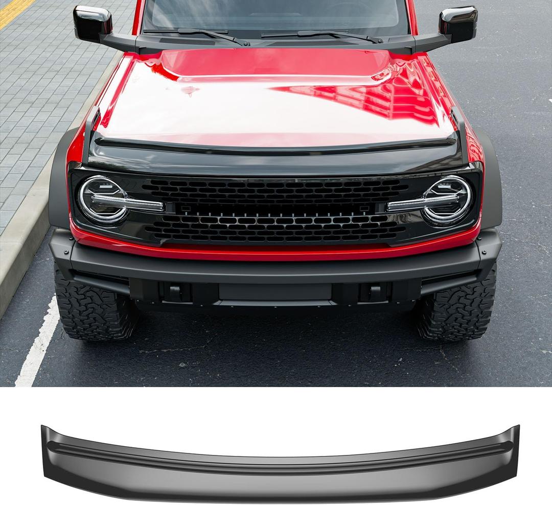 powoq Hood Protector Compatible with 2021-2026 Ford Bronco 2/4 Door Hood Shield ABS Glossy Black Deflector Replacement for 2021-2026 Ford Bronco Accessories