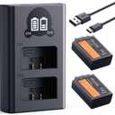 K&F CONCEPT 1600mAh EN-EL25 Battery 2-Pack EN-EL25A Battery and Dual LCD Battery Charger for Nikon Z50II, Z50, Z30, Z FC Camera MH-32 Battery Charger