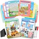 2 Pack Reusable Activity Game for Kids Ages 4-8, 8-12,Travel Games Include 56 Different Game,1-2 Players,Toy & Learning Tool for Road Trip Airplane Activity