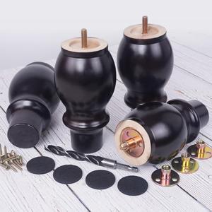 DWYL & LWYD Solid Wood Furniture Legs 6 Inch Heavy Duty - Brown -Set of 4 - Couch Risers Replacement, Table Legs for Coffee Table, Sofa/Bed/Dresser Feet - Patas para Muebles/Mesa/Cama