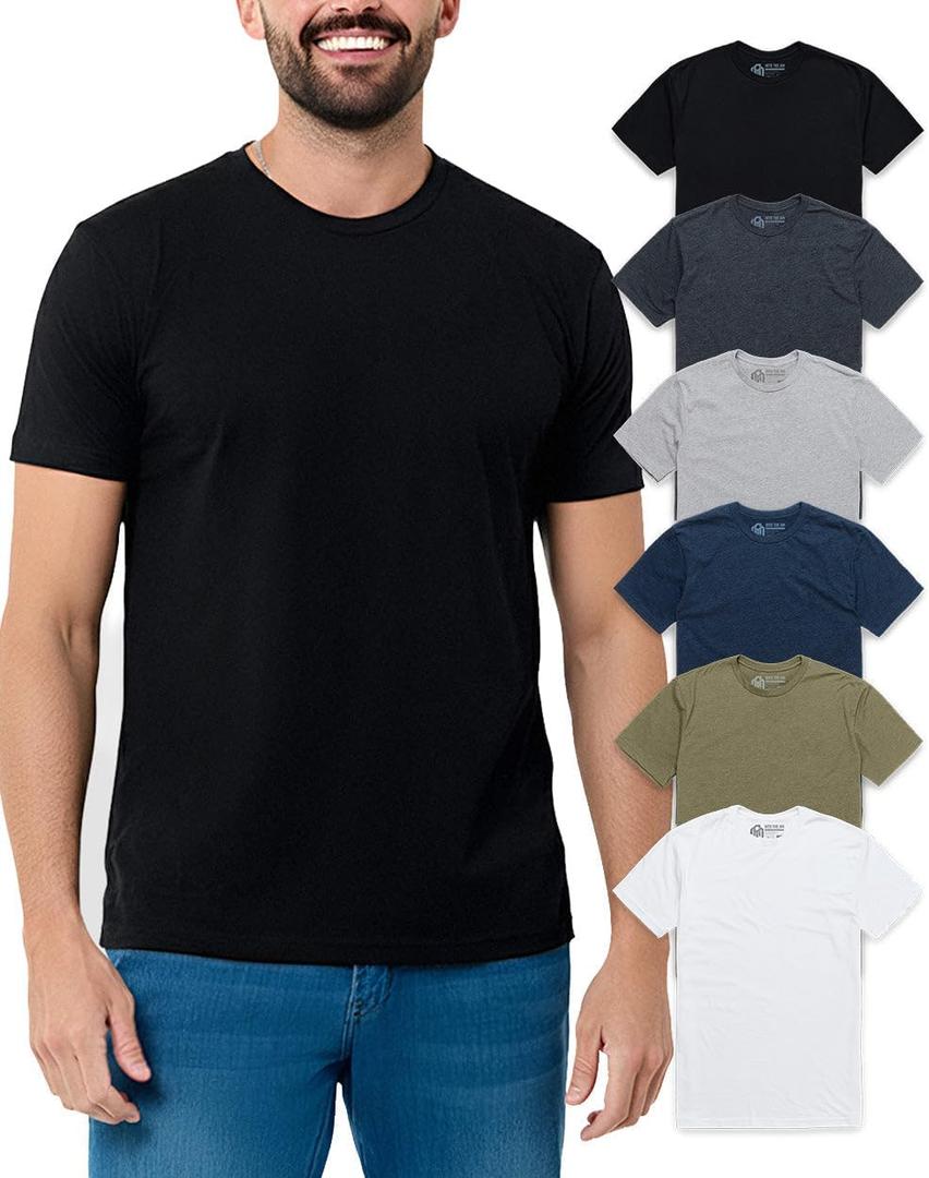 INTO THE AM Mens T Shirts Soft Cotton Blend Crew Neck Tee Athletic Fit Plain Casual T-Shirt for Men 2XL