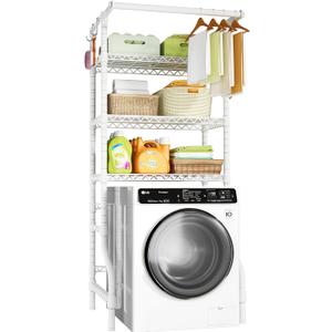 Ulif U11 Medium Over Washer and Dryer Shelves, 3 Tiers Laundry Room Storage and Organizer Standing Shelf, Metal Freestanding Clothes Drying Rack, 31.1W x 19.7D x 77.6H, White