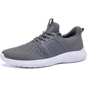 Men's Walking Shoes Slip On Running Shoes Ultra Light Casual Sneakers Mesh Tennis Shoe Hands Free Workout Breathable Comfortable Knit Memory Foam Athletic 9 Gray