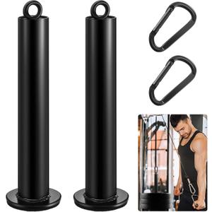 Lasnten 2 Set Weight Loading Pin with Clip Heavy Duty Attachment Fit 1 Inch and 2 Inch Weight Plate for LAT Cable Pulley System Gym
